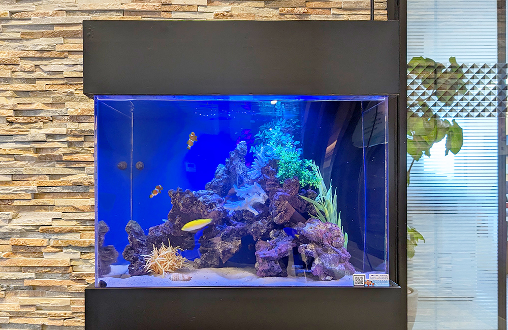 奥行を強調する岩組で海の世界を表現